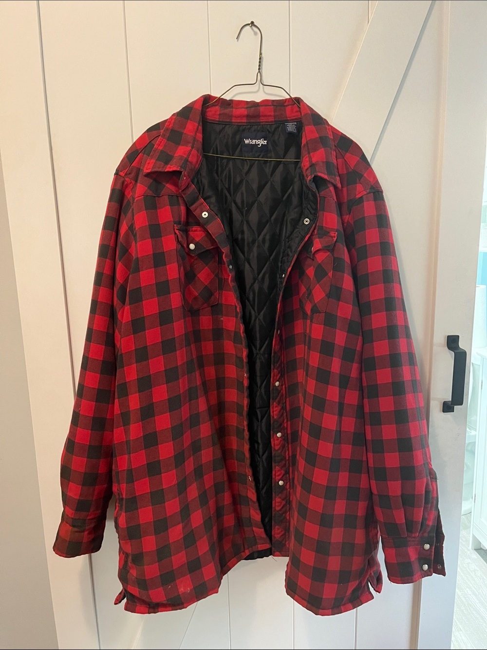 Wrangler Red & Black Buffalo Plaid Quilted-Lined Shirt Jacket